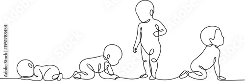 babies, children, newborns one line art. Continuous line drawing of child, childhood, newborn, new life, son, daughter, silhouette. one line Icon drawing
