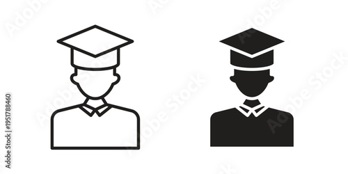 Graduate student icon linear vector outline, symbol logo design style