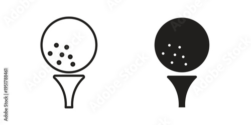 Golf ball icon linear vector outline, symbol logo design style