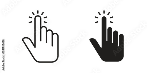 Hand cursor icon linear vector outline, symbol logo design style