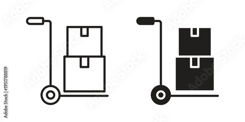 Hand truck icon linear vector outline, symbol logo design style