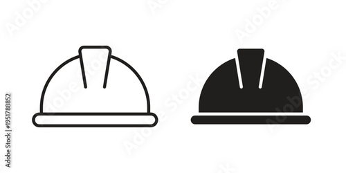 Hard hat icon linear vector outline, symbol logo design style