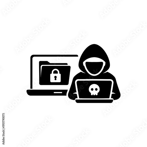 Cyber Ransomware Hacking Icon
