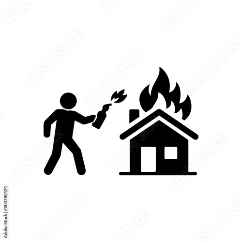 Arsonist Burning House Icon