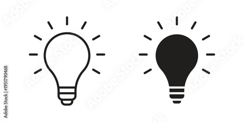 Lightbulb icon linear vector outline, symbol logo design style