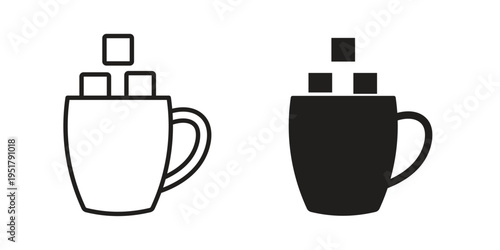 Marshmallows Mug icon linear vector outline, symbol logo design style