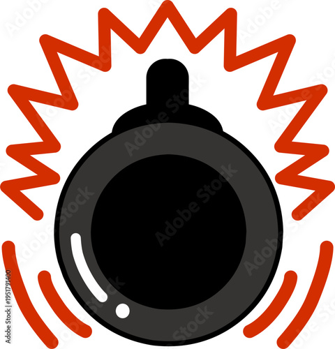 Round military bomb with lit fuse icon