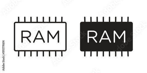 Memory icon linear vector outline, symbol logo design style