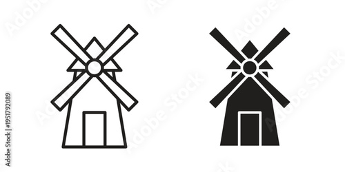 Mill sign linear vector outline, symbol logo design style