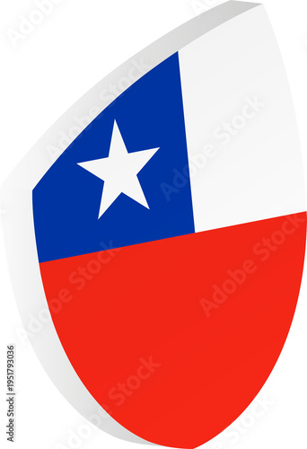Free Download 3D Chile Flag Shield in Isometric Rugby Ball Shape - GFXLoad