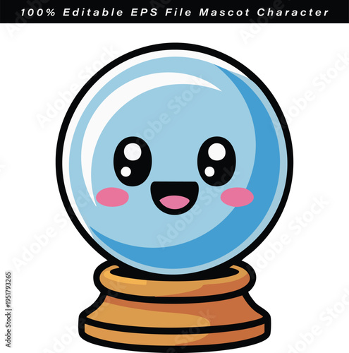 Friendly crystal ball mascot character with a cheerful expression