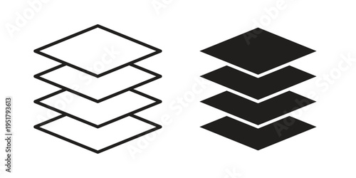Multiple Layers icon linear vector outline, symbol logo design style