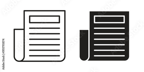 Newspaper icon linear vector outline, symbol logo design style