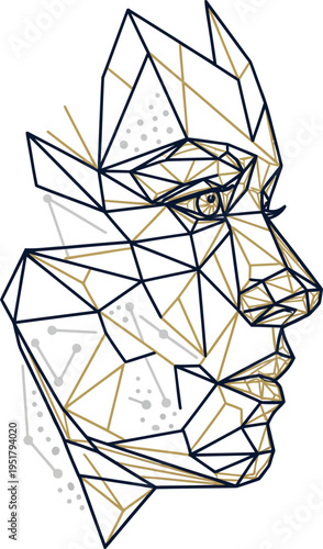 Geometric Abstract Human Face Profile Art.
