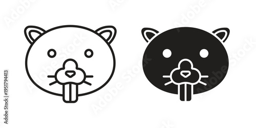 Otter icon linear vector outline, symbol logo design style