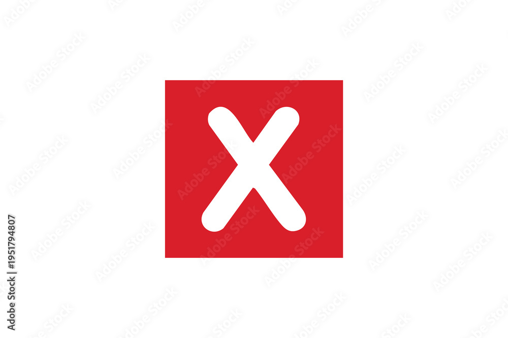 Obraz premium Red close sharp square button icon – cancel delete remove error bold flat design vector