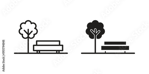 park icon linear vector outline, symbol logo design style