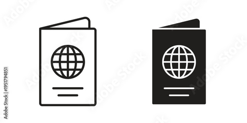Passport icon linear vector outline, symbol logo design style