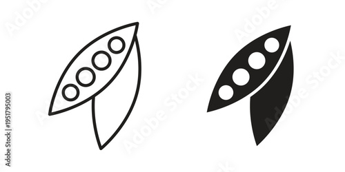 Peapod icon linear vector outline, symbol logo design style