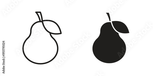 Pear icon linear vector outline, symbol logo design style