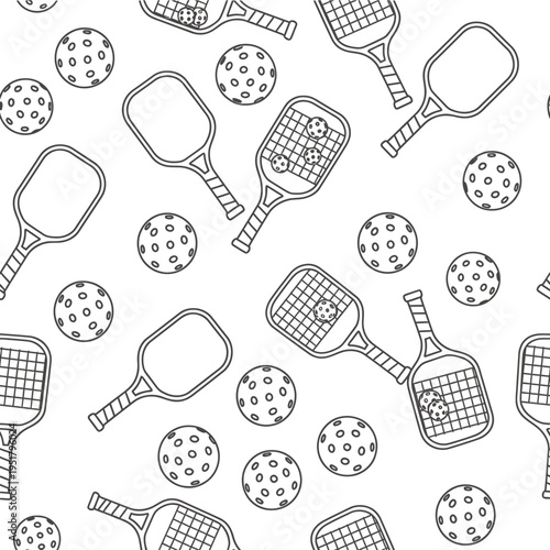 Pickleball Paddle And Ball Seamless Pattern