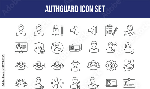 Authguard icon set for security, authentication, access control and user management