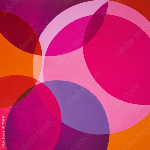 Colorful Circles Overlap on a Canvas in Pink, Purple, and Orange Shades Durin...