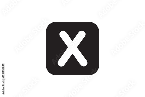 Black close rounded square icon – cancel delete remove button flat design vector