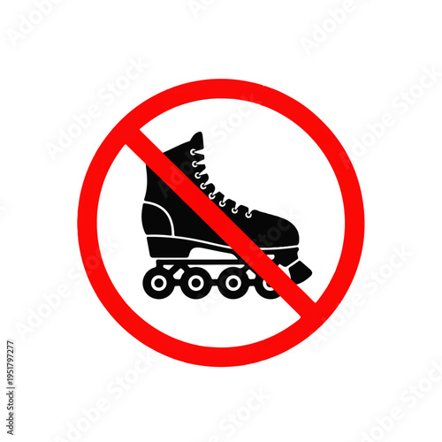 Skate Prohibited: A clear and concise symbol indicating the prohibition of roller skating, ensuring clarity and safety.
