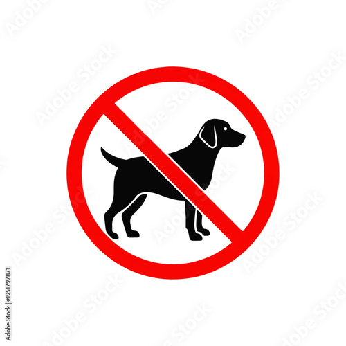 No Dogs Allowed: A clear and concise prohibition sign, depicting a silhouette of a dog with a red circle and slash, communicates a message of restriction. 