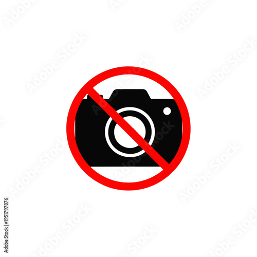 Photography Restriction: An iconic symbol representing the prohibition of photography, with a red circle and slash overlaid on a camera silhouette.
