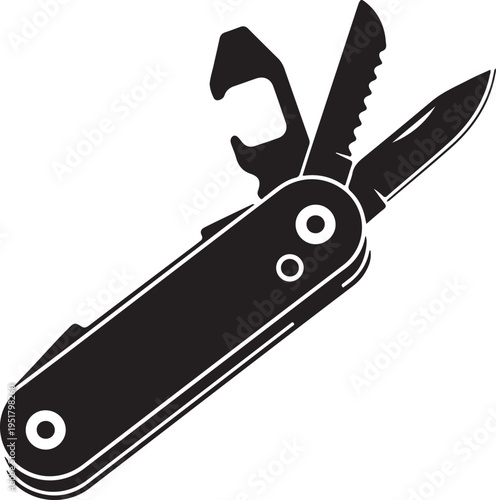 A black and white image of a pocket knife