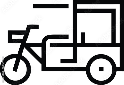 Compact three wheeled rickshaw rapidly transports passengers across urban environments providing swift delivery service