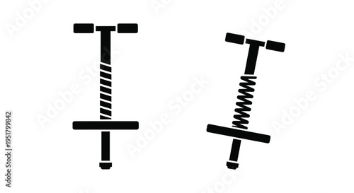 Two pogo sticks in a stark black silhouette