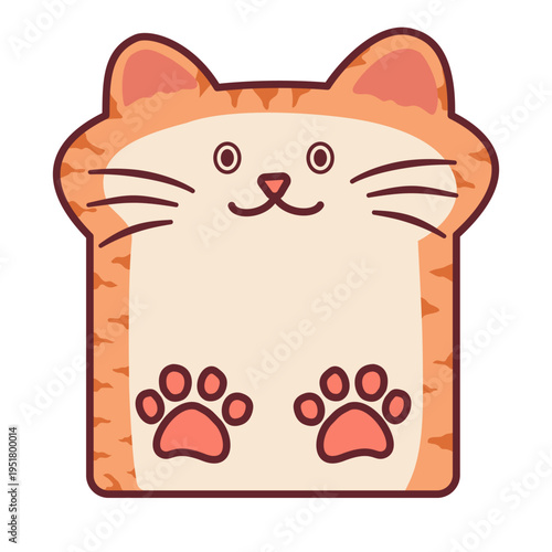 Orange tabby cat shaped bread loaf with ears and paws
