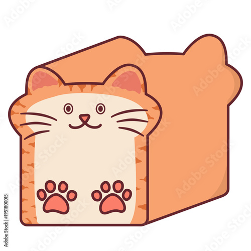 Orange tabby cat shaped bread slice with ears and paws
