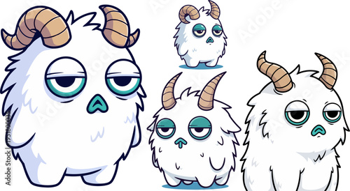 Set of 4 cartoon Yeti characters vector
