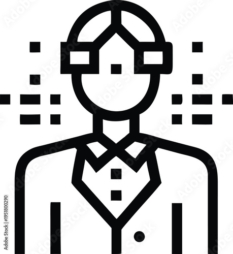 Digital future virtual reality user wearing a modern headset explores new immersive worlds