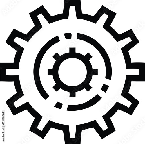 Dynamic Gear Icon Symbolizing Active Internal Processing and Evolving Interactive System Mechanisms