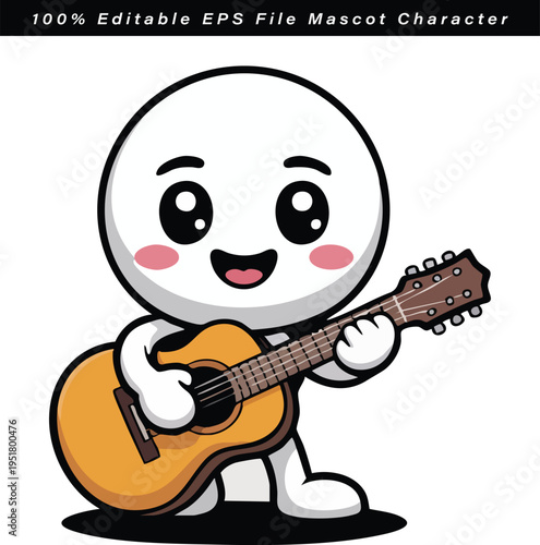 Cute mascot character playing an electric guitar in vector style