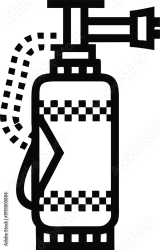 Essential Fire Extinguisher Safety Device with Dotted Hose for Emergency Response Icon