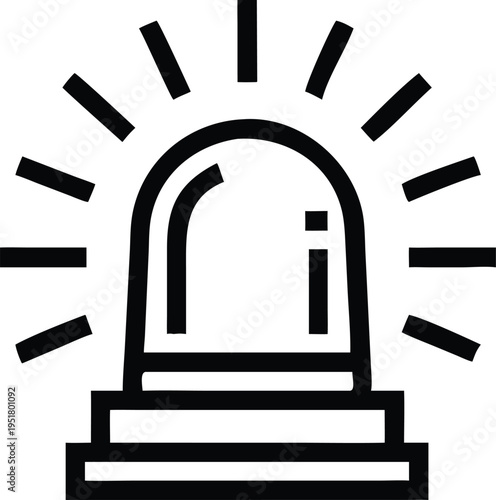 Essential line icon depicting a flashing emergency siren warning light for critical situations