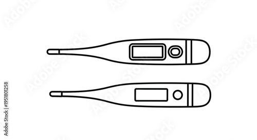 Two digital thermometers displayed in a simple clean outline silhouette