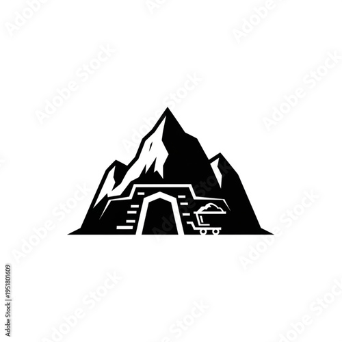 Mountain Mine Entrance - A Silhouette of Exploration and Industry.