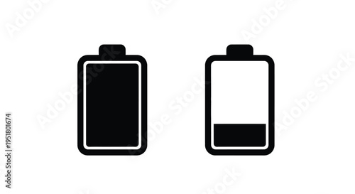 Two battery icons one full and one partially charged silhouette