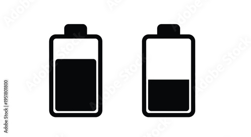 Two battery icons showing different charge levels a bold silhouette