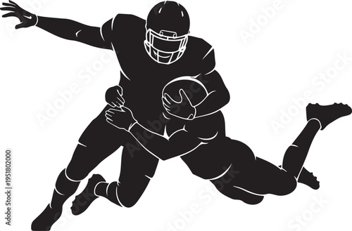American football player tackling silhouette in action