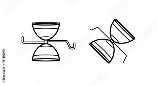 Simple line drawing of two vintage coffee percolators silhouette