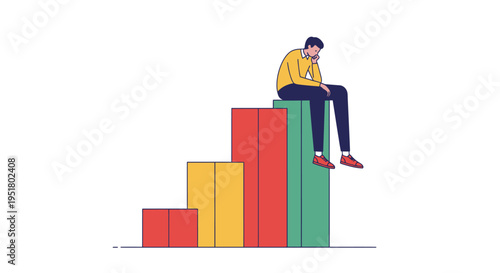 Strategic corporate leader contemplating market saturation and future growth trajectory on a performance bar chart