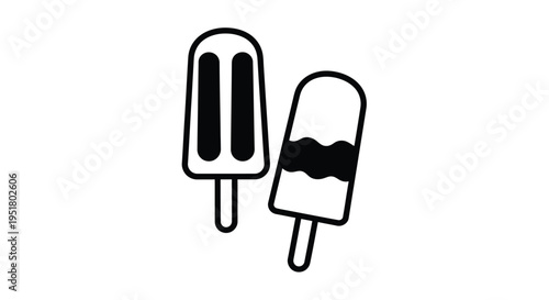 Two frozen treats a popsicle and ice cream bar in silhouette